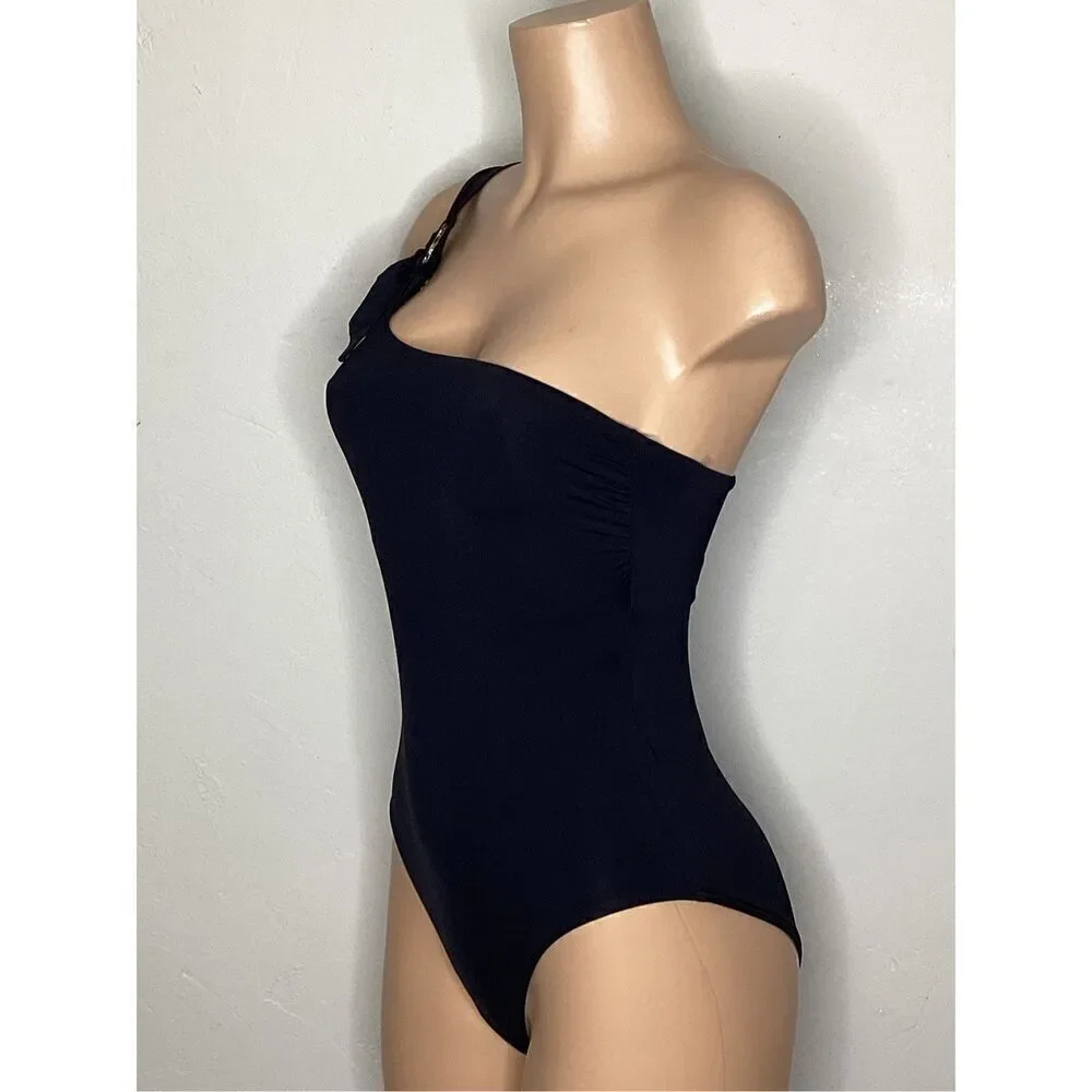 New. Seafolly black one shoulder swimsuit. Size 8. Retails $148